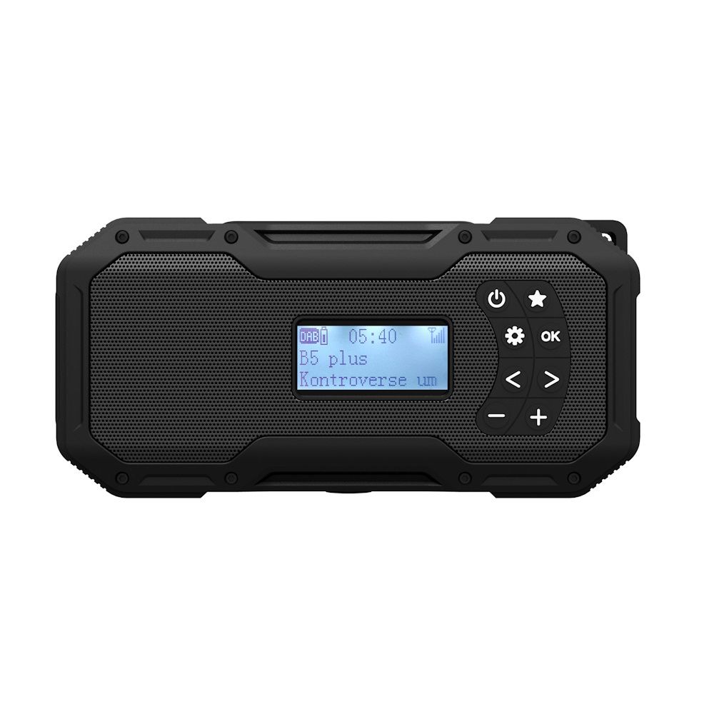 Nødradio med DAB/FM, 5000 mAh, solceller, håndsveiv og LED-lykt