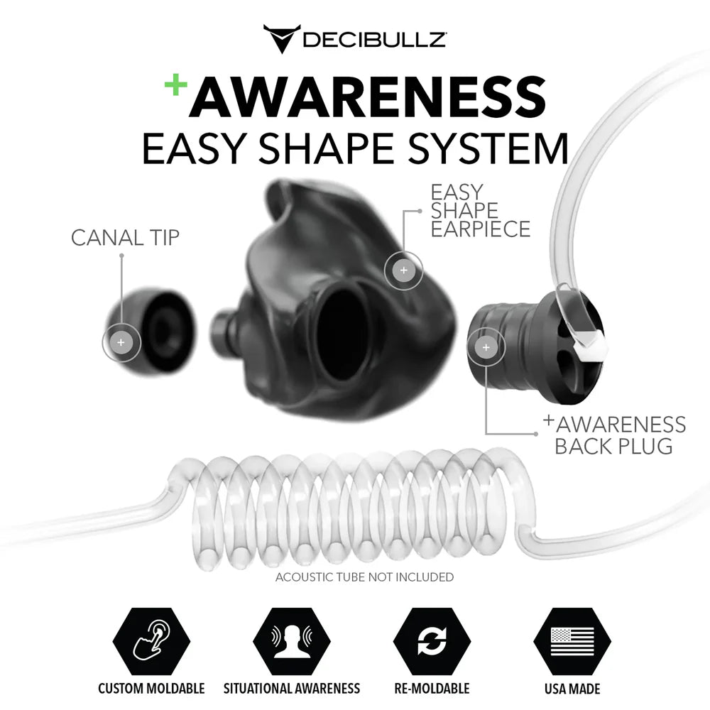 Decibullz +Awareness - Moldable earplugs for acoustic tubes