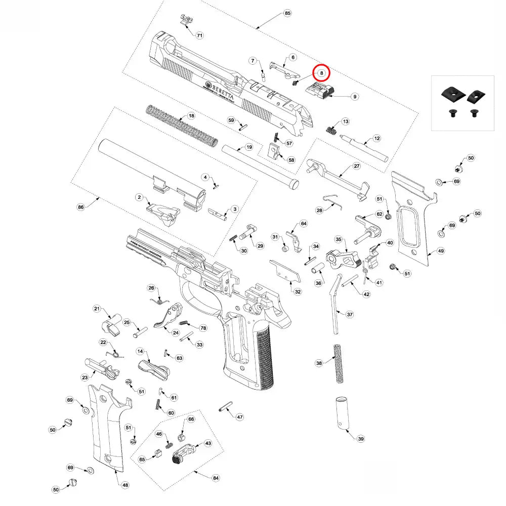 Beretta 90 / 92 / 98 Ejector Spring - 9mm - Beretta