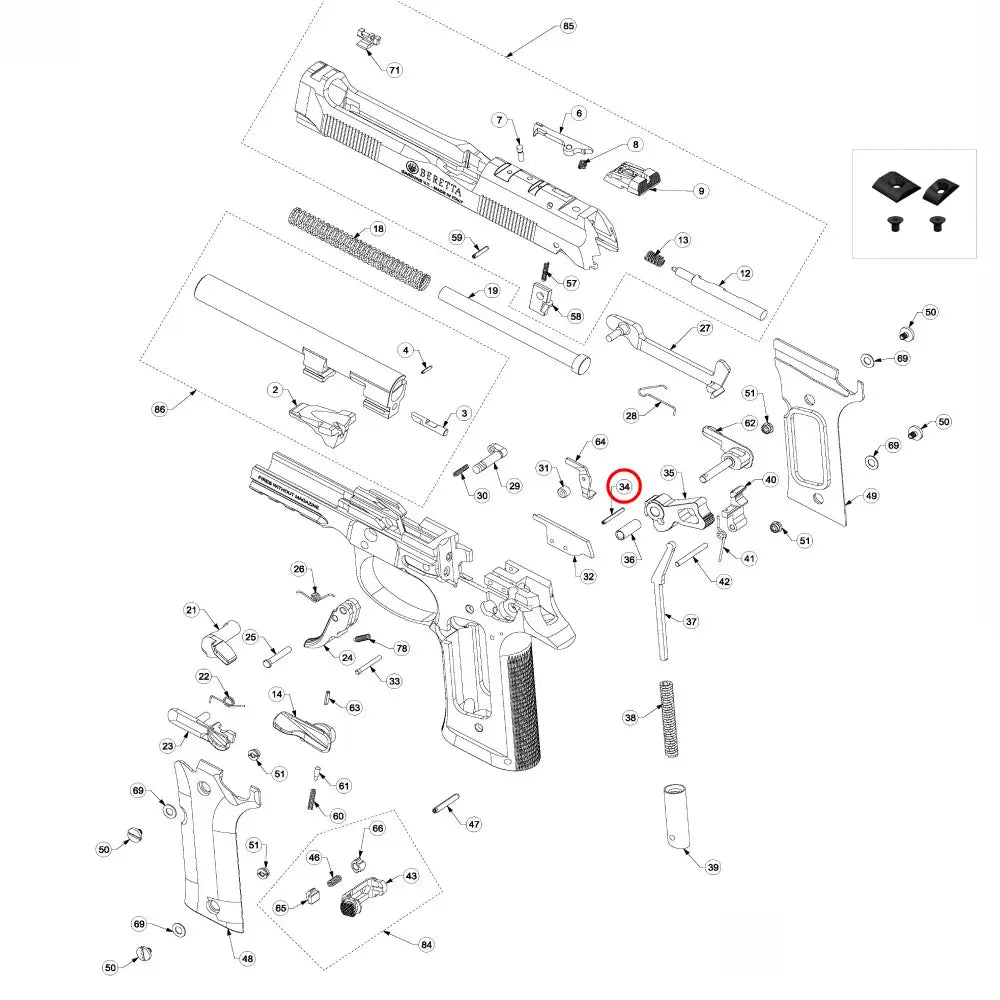 Beretta 92 / 96 / 98 Ejector Pin