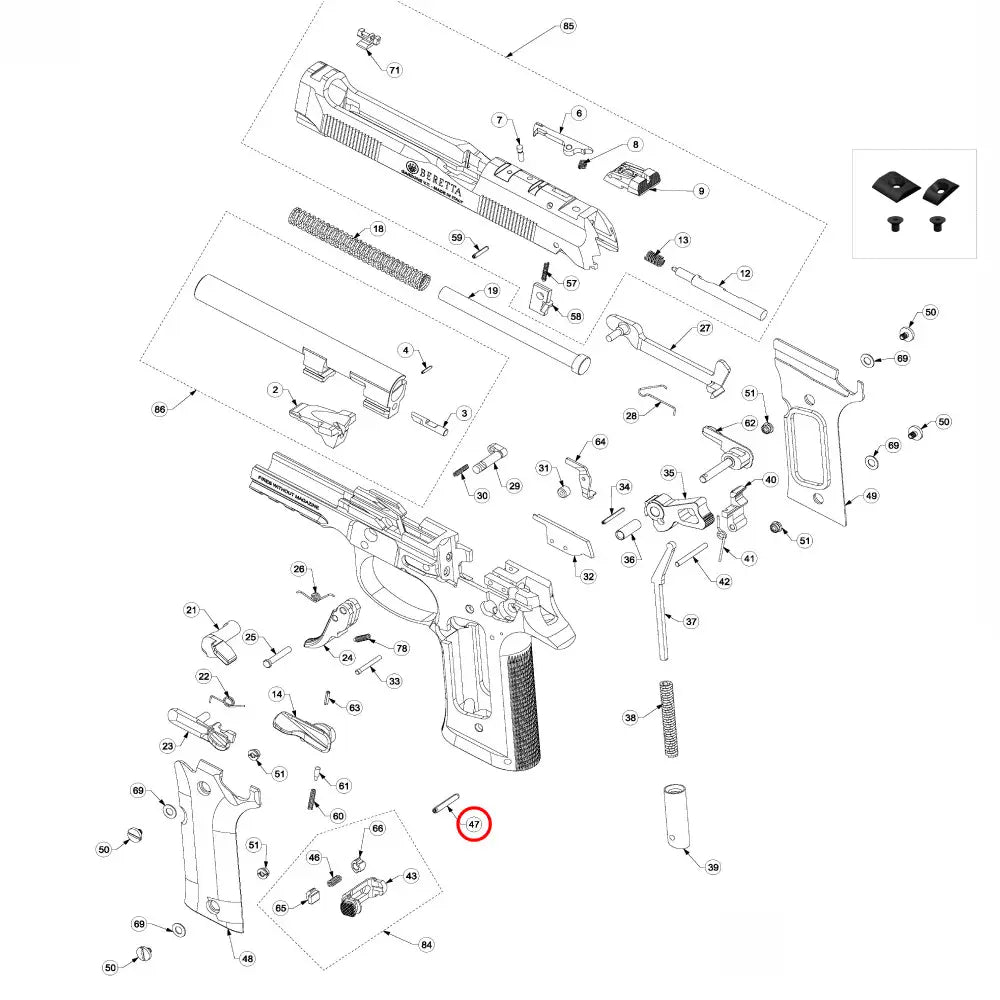 Beretta 92 / 96 / 98 Main Spring Plug Pin - Beretta