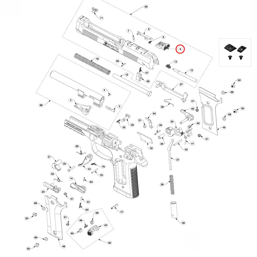 Beretta 92X Series Adjustable Rear Sight
