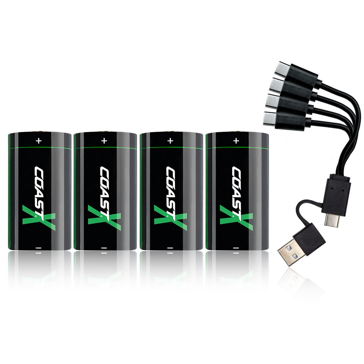 CR123A 3V USB - C Oppladbart batteri, 1100mAh / 2700mWh (4 stk) - Coast