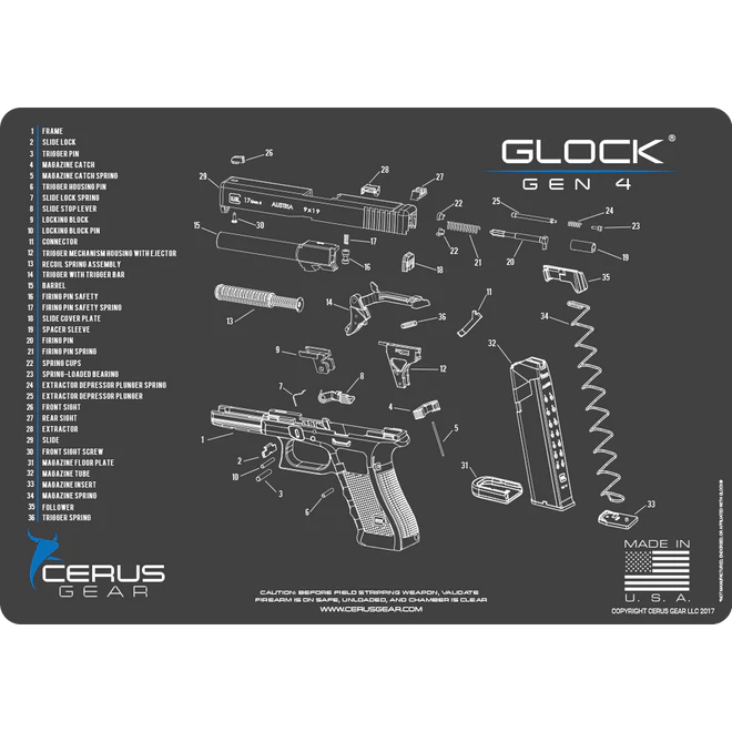 ProMat - GLOCK® Gen4 Schematic Handgun Mat - Cerus Gear