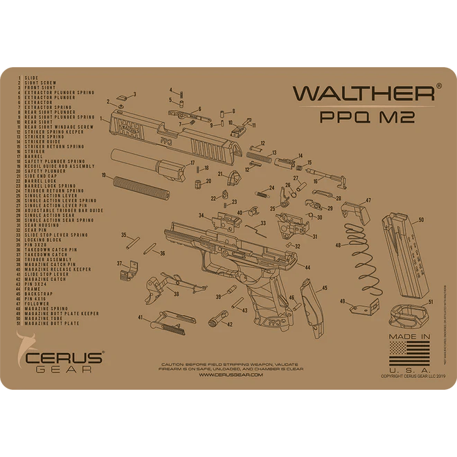 ProMat - Walther® PPQ M2 Schematic Handgun Mat - Cerus Gear