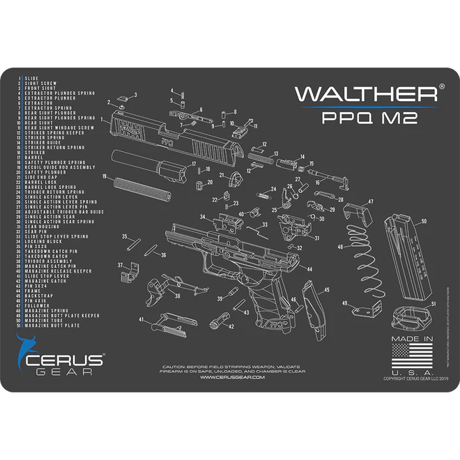 ProMat - Walther® PPQ M2 Schematic Handgun Mat - Cerus Gear