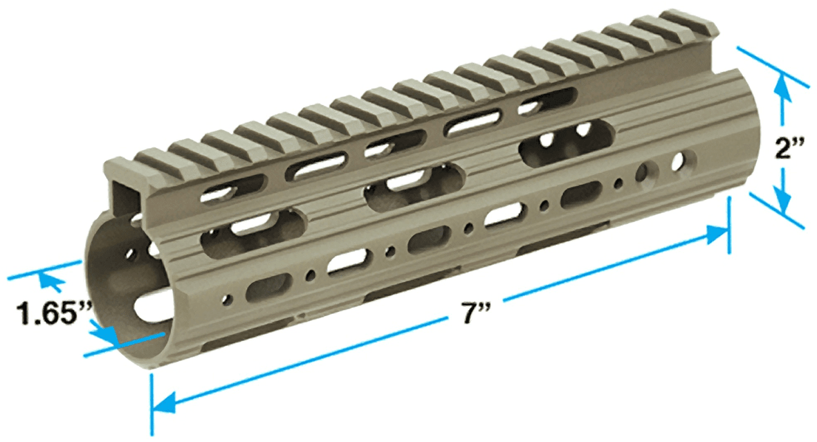 UTG PRO® AR15 Super Slim Free Float Handguard, 7" Carbine, FDE - Leapers, Inc.
