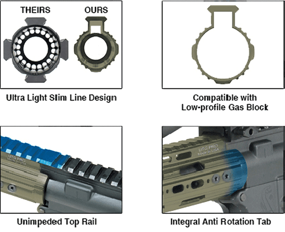 UTG PRO® AR15 Super Slim Free Float Handguard, 7" Carbine, FDE - Leapers, Inc.