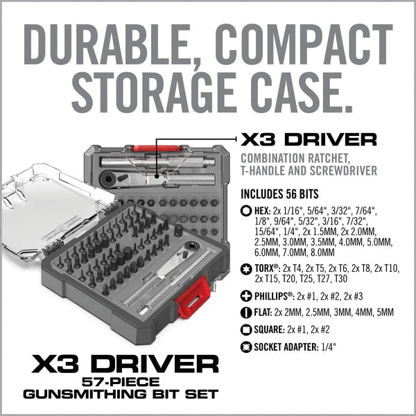 X3™ Driver 57 - Piece Gunsmithing Bit Set - Real Avid