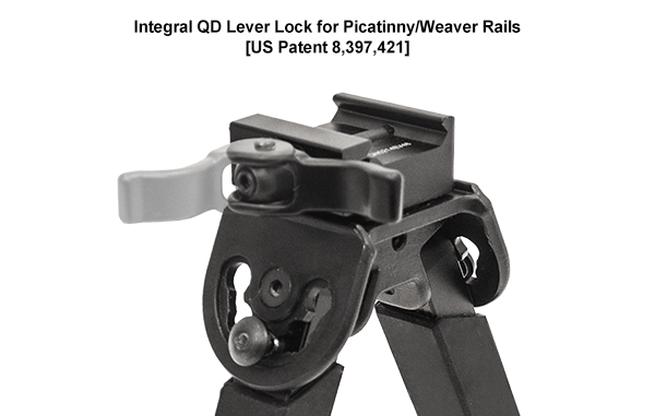 UTG® Rubber Armored Full Metal QD Bipod, 15 - 21.6 cm (6"- 8.5")