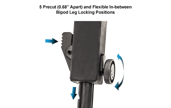 UTG® Rubber Armored Full Metal QD Bipod, 15 - 21.6 cm (6"- 8.5")