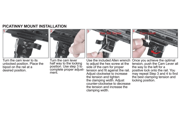 UTG® Shooter's Bipod, Quick Detach, 15,7 - 17 cm (6.2"-6.7")