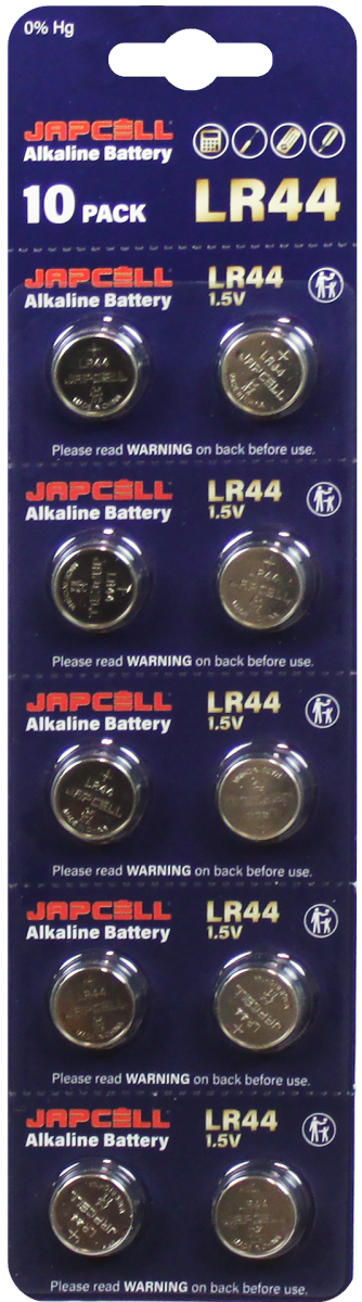 Japcell Alkaline LR44 batteries - 10 Count