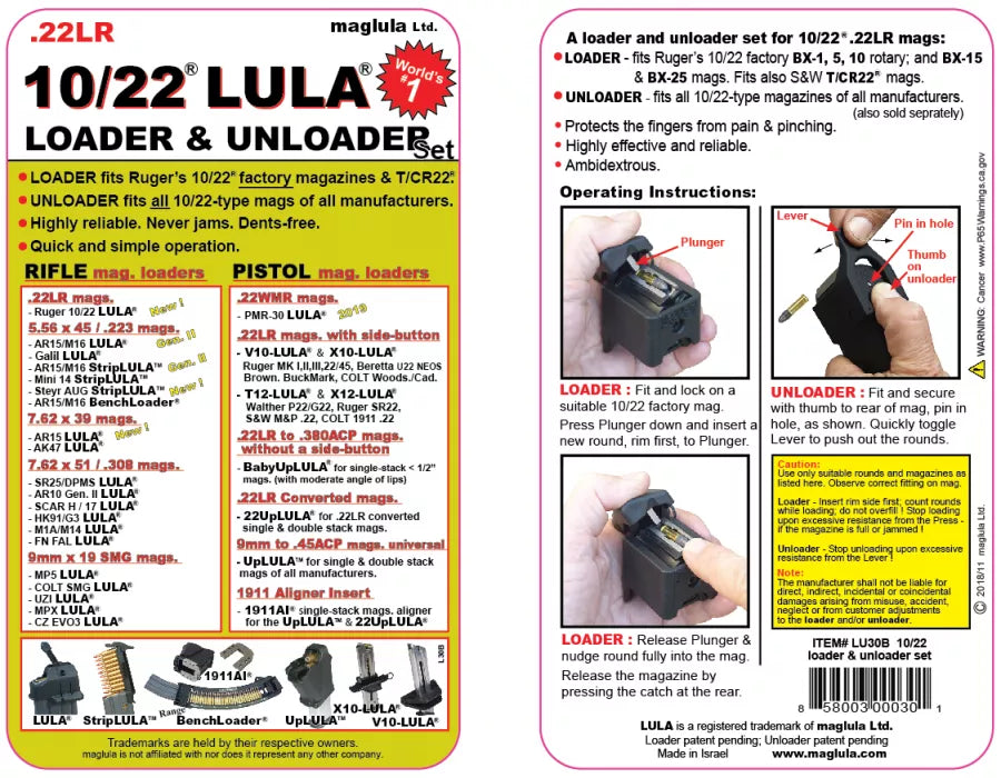 LULA® Loader & Unloader for Ruger 10/22 BX