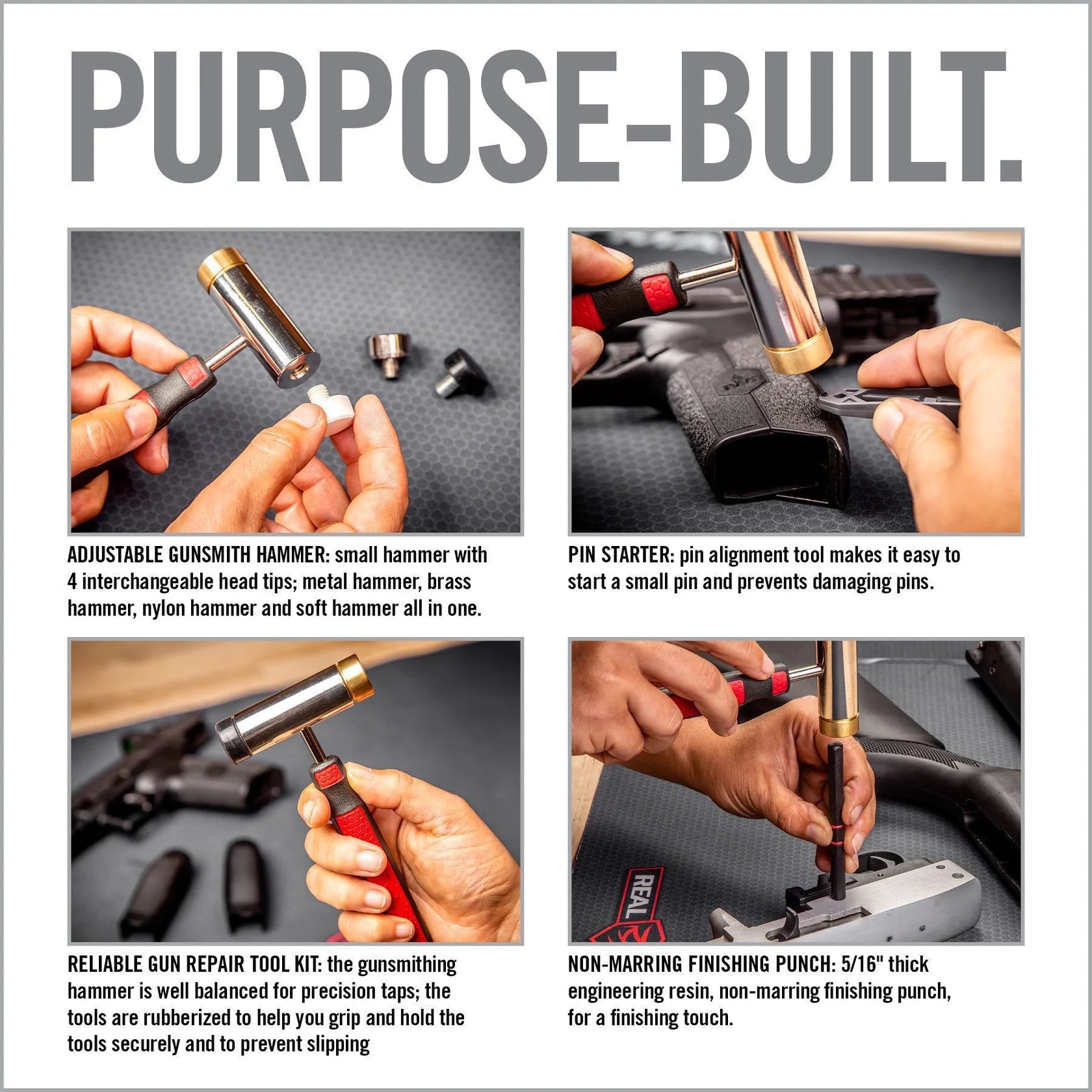 Accu - Punch® Hammer with Brass & Steel Pin Punches - Real Avid