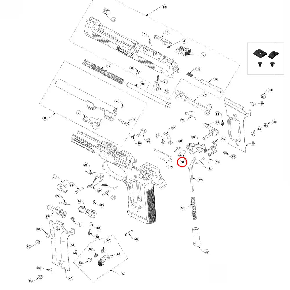 Beretta 90 / 92 / 92X / 96 / 98 Hammer Pin - Beretta