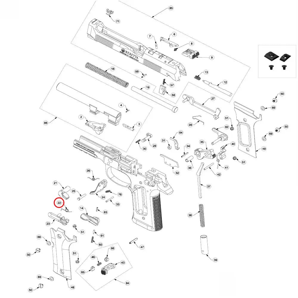 Beretta 90 / 92/ 98 Slide Catch Spring - Beretta