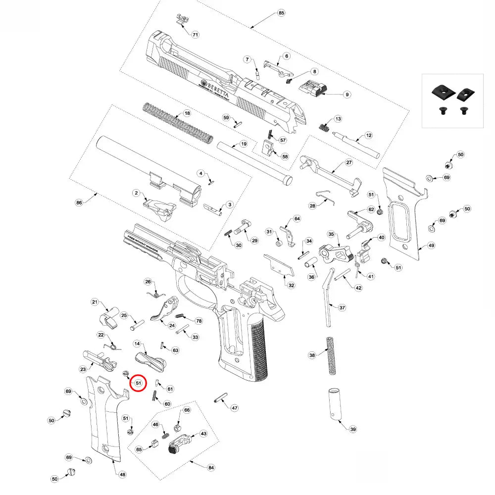 Beretta 92 / 80X Grip Bushing
