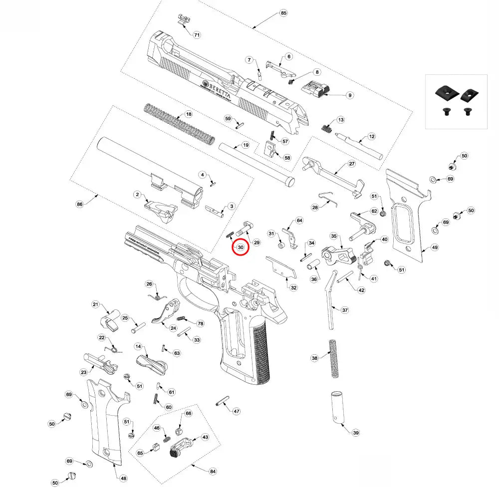 Beretta 92 / 96 / 98 Latch Release Button Spring - Beretta