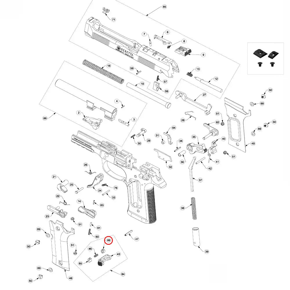 Beretta 92 / 96 / 98 Magazine Catch Spring Bush LH