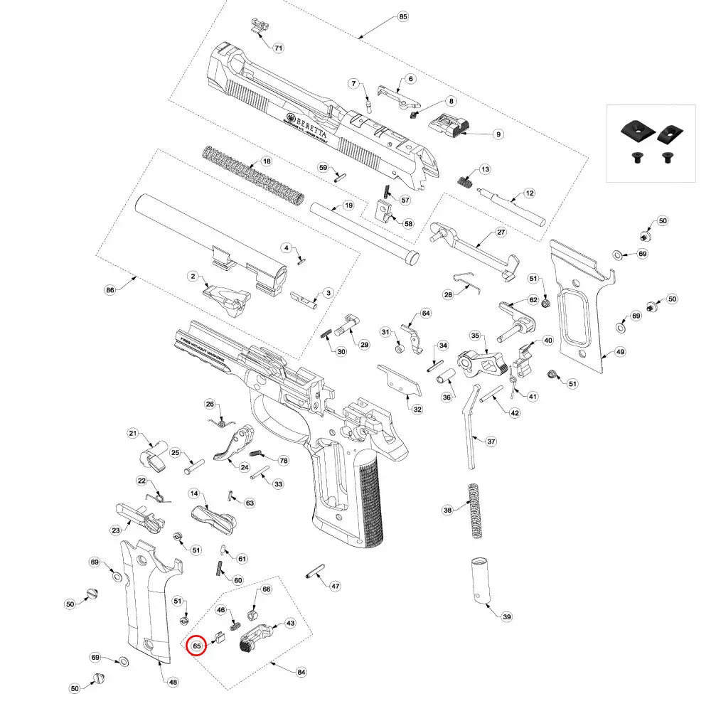 Beretta 92 / 96 / 98 Magazine Catch Spring Bush RH