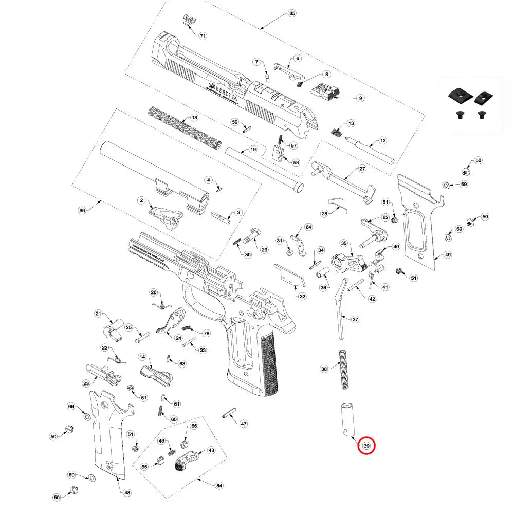 Beretta 92 / 96 / 98 Main Spring Plug - Beretta