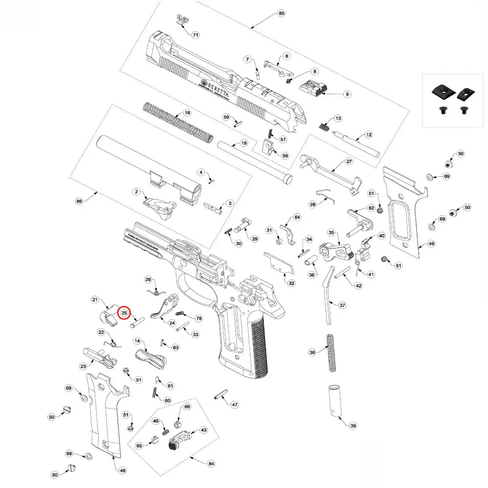 Beretta 92 / 96 / 98 Trigger Pin - Beretta