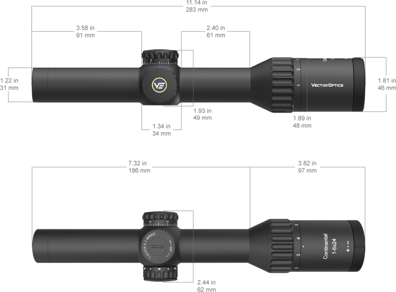 Continental 1-6x24i Fiber HD SFP Tactical Scope - Vector Optics