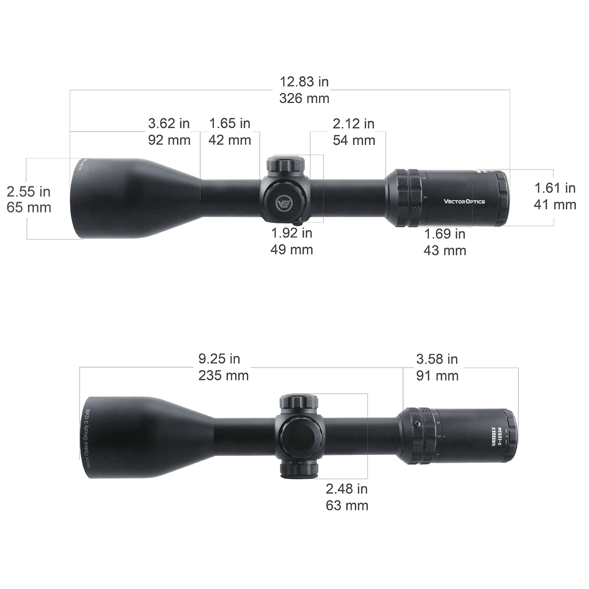 Grizzly 3-12x56 SFP Kikkertsikte - Vector Optics