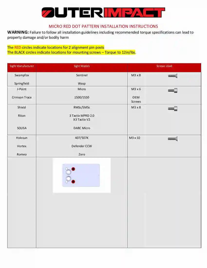 Mossberg MC1sc Pistol - Modular Red Dot Adapter - OuterImpact
