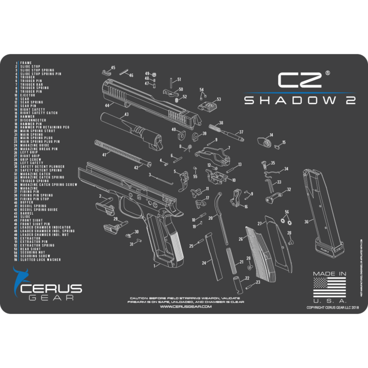 ProMat - CZ Shadow 2 Schematic Handgun Mat - Cerus Gear