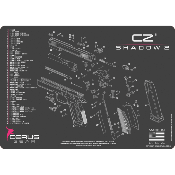 ProMat - CZ Shadow 2 Schematic Handgun Mat - Cerus Gear