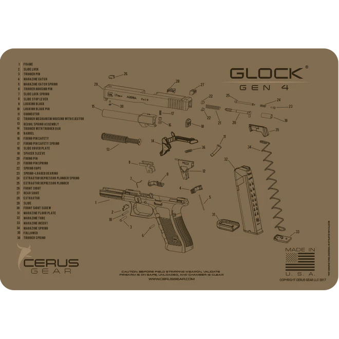 ProMat - GLOCK® Gen4 Schematic Handgun Mat - Cerus Gear