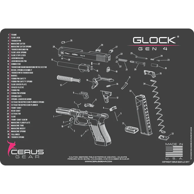 ProMat - GLOCK® Gen4 Schematic Handgun Mat - Cerus Gear