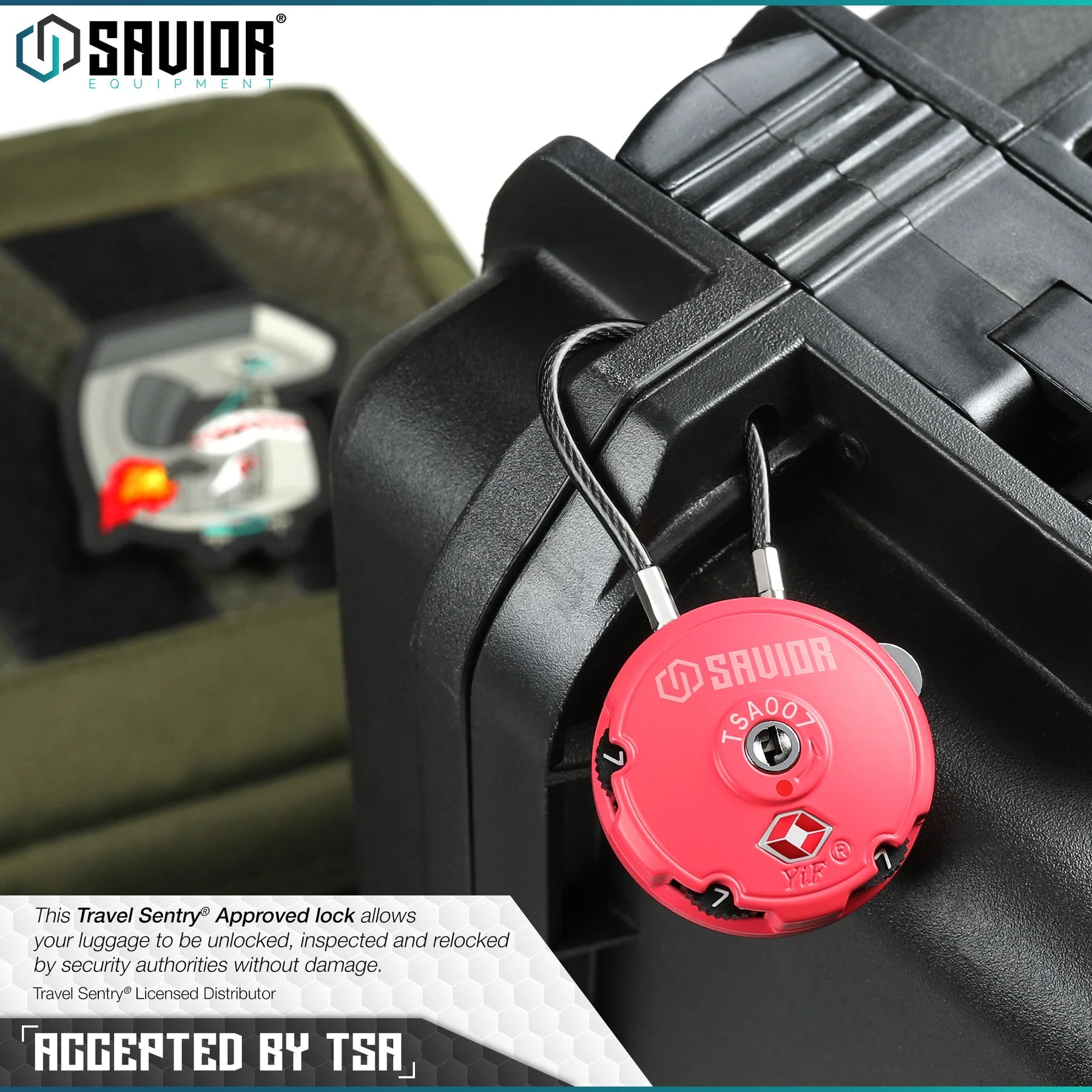 Savior 3 - Digit Cable Lock, TSA Compliant - Savior