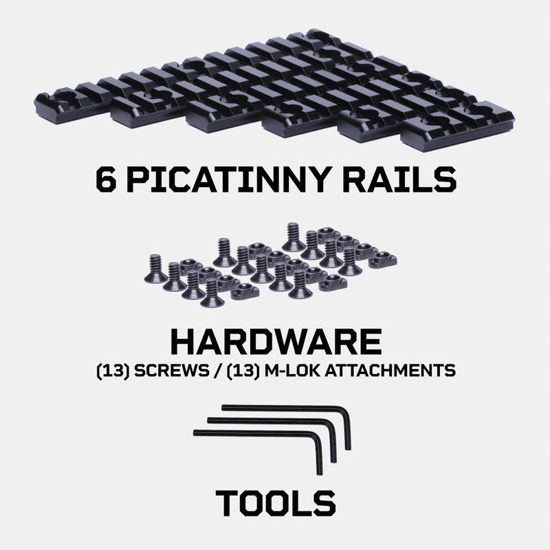 Picatinny to M-LOK Rail Adapter Set, Set of 6