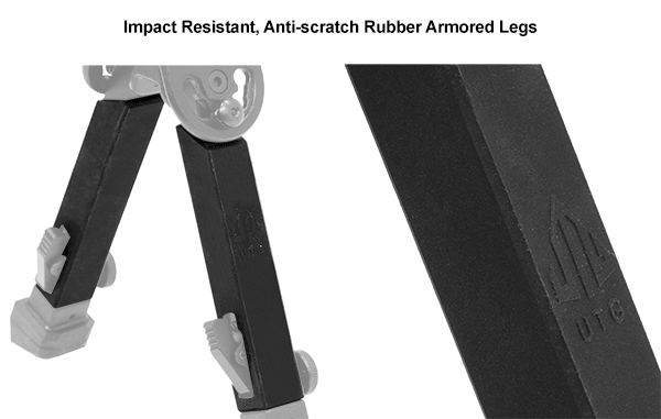 UTG® Rubber Armored Full Metal QD Bipod, 15 - 21.6 cm (6"- 8.5")