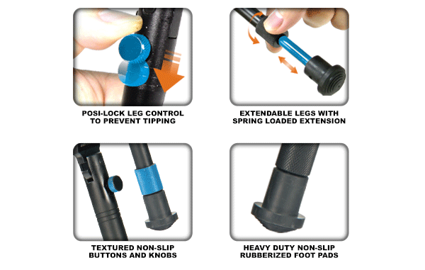 UTG® Shooter's Bipod, Quick Detach, 15,7 - 17 cm (6.2"-6.7")